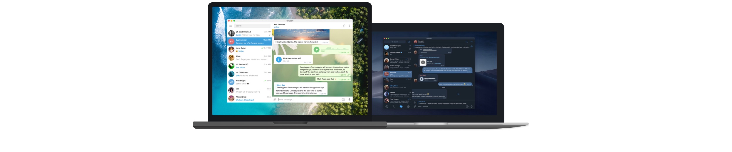 Telegram asztali chat felület